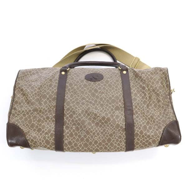 NINA RICCI ニナリッチ 総柄 ボストンバッグ 茶系 鍵 チャーム ポーチ付き レディース