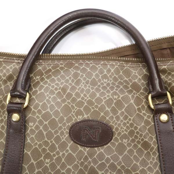 NINA RICCI ニナリッチ 総柄 ボストンバッグ 茶系 鍵 チャーム ポーチ付き レディース