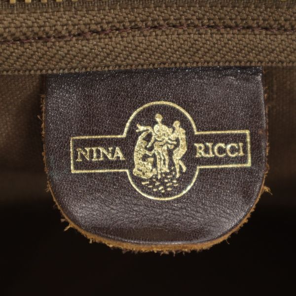NINA RICCI ニナリッチ 総柄 ボストンバッグ 茶系 鍵 チャーム ポーチ付き レディース
