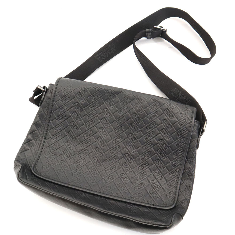 ARMANI COLLEZIONI アルマーニコレッツォーニ イタリア製 ロゴ総柄 ショルダーバッグ ブラック系 メンズ