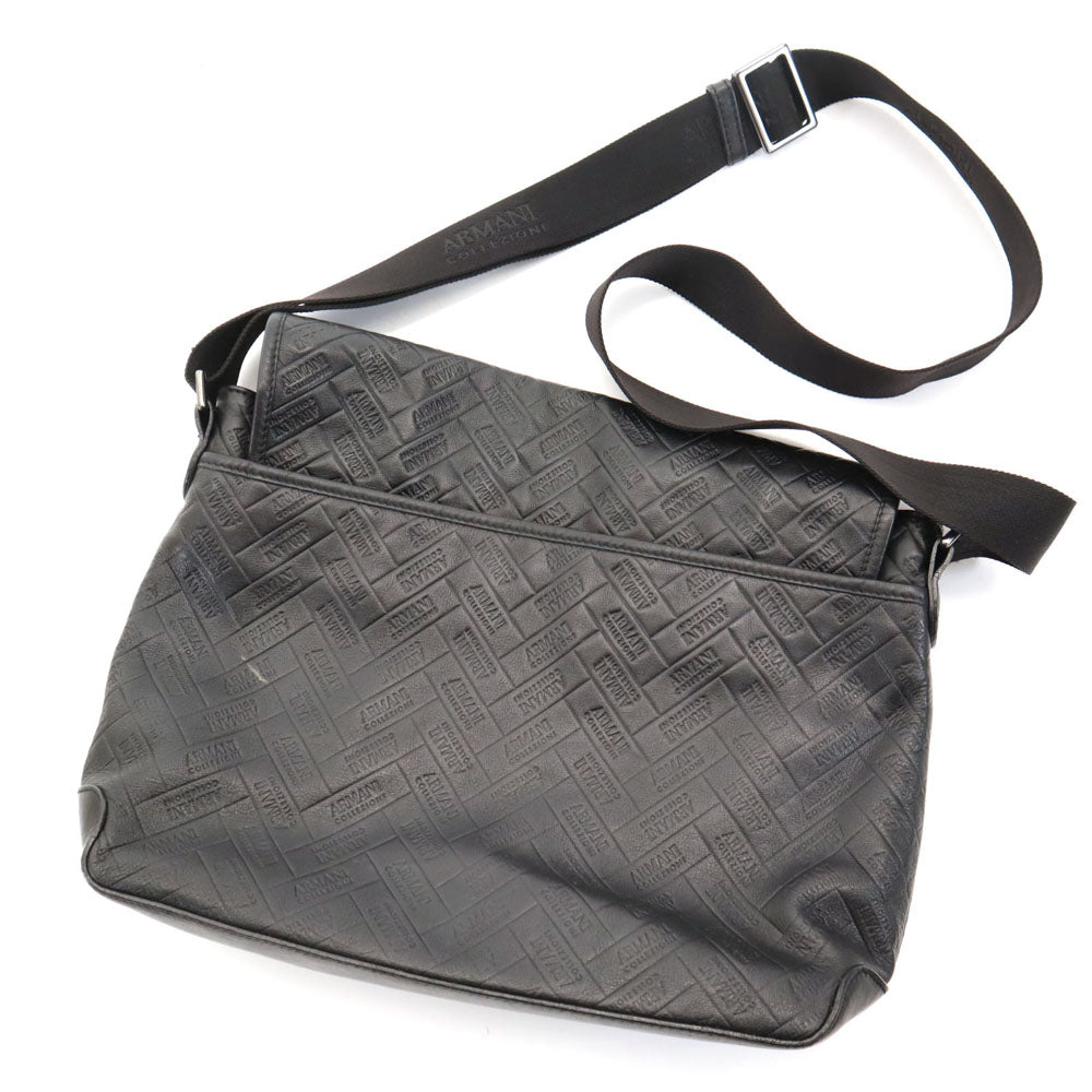 ARMANI COLLEZIONI アルマーニコレッツォーニ イタリア製 ロゴ総柄 ショルダーバッグ ブラック系 メンズ