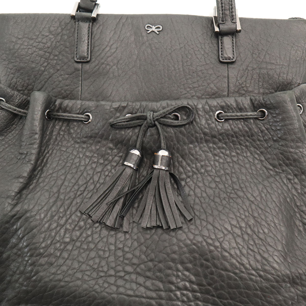 Anya Hindmarch アニヤハインドマーチ リボンタッセル トートバッグ 黒 レディース