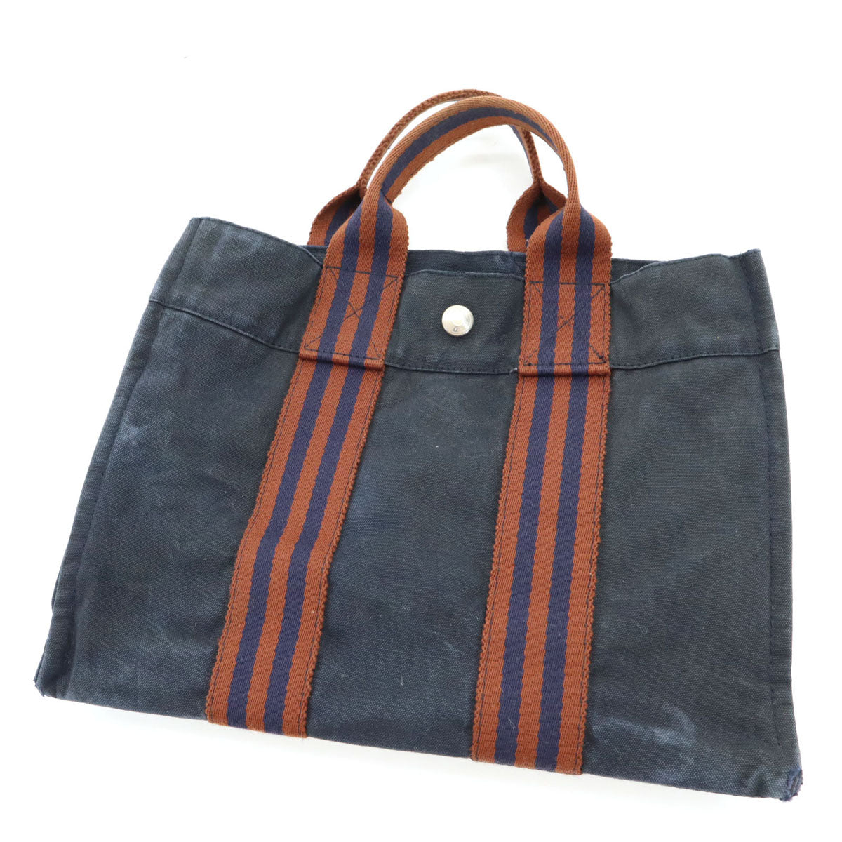 HERMES エルメス フランス製 フールトゥPM キャンバス トートバッグ ネイビー 廃番 レディース