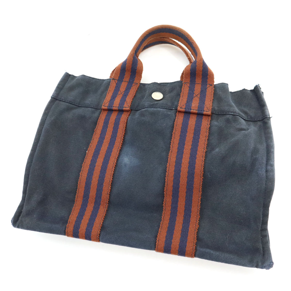 HERMES エルメス フランス製 フールトゥPM キャンバス トートバッグ ネイビー 廃番 レディース