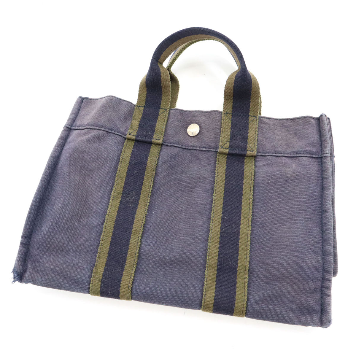 HERMES エルメス フランス製 フールトゥPM キャンバス トートバッグ ネイビー 廃番 レディース