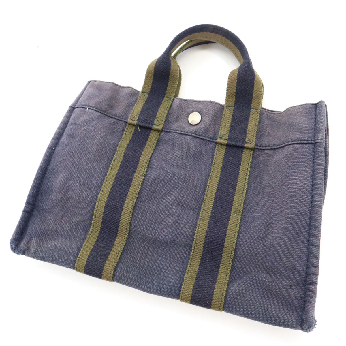 HERMES エルメス フランス製 フールトゥPM キャンバス トートバッグ ネイビー 廃番 レディース