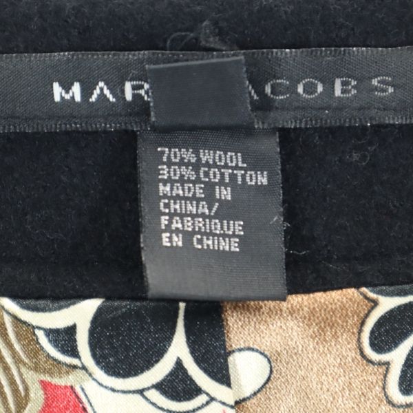 MARC JACOBS マークジェイコブス ウールブレンド 7分袖 Vネック ワンピース 6 黒 チュニック レディース