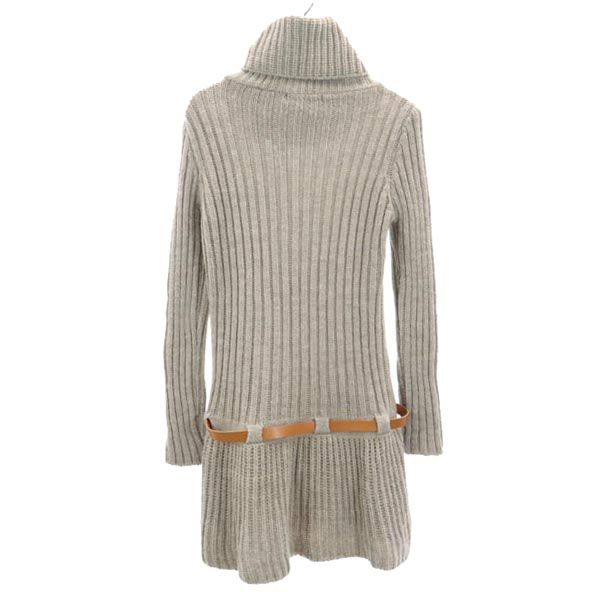 MODE FOURRURE モードフルーレ モヘヤブレンド 長袖 ニット ワンピース ベージュ オフタートルネック ウエストベルト レディース