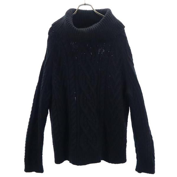 POLO RALPH LAUREN ポロラルフローレン ケーブル 長袖 ケーブル オフタートル セーター XL 黒 ニット レディース