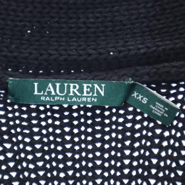 RALPH LAUREN ラルフローレン ケーブル編み 長袖 Vネック コットンニット セーター XXS 黒 レディース
