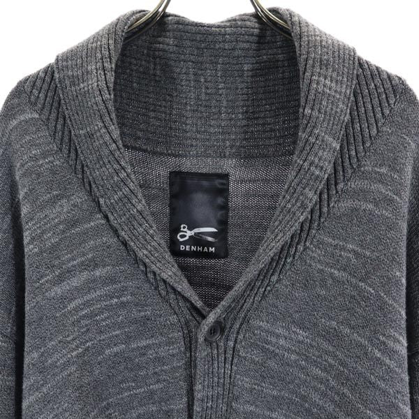 DENHAM デンハム ウールブレンド 長袖 コットンニット ショールカラー カーディガン L グレー系 メンズ