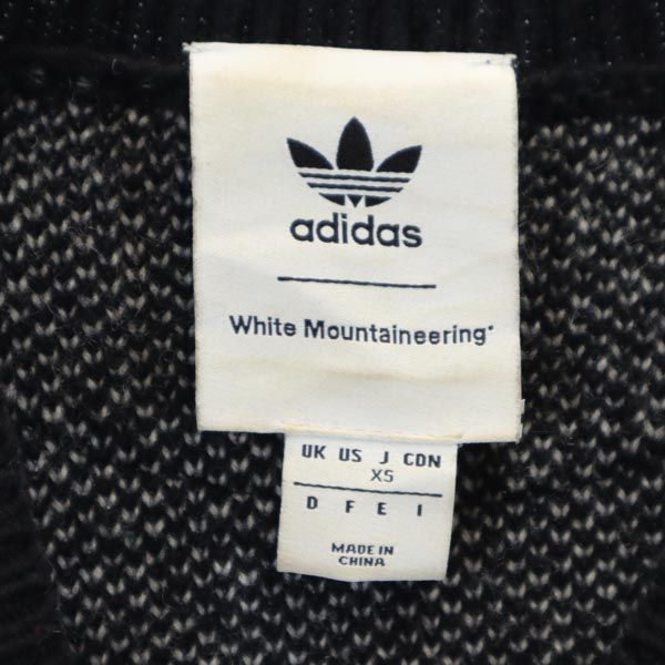 adidas アディダス トレフォイルロゴ 長袖 ニット XS 黒系 セーター メンズ