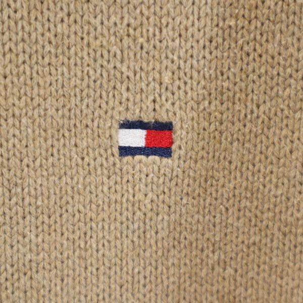 TOMMY HILFIGER トミーヒルフィガー 90s オールド ワンポイント刺繍 長袖 セーター XS ベージュ系 ニット メンズ