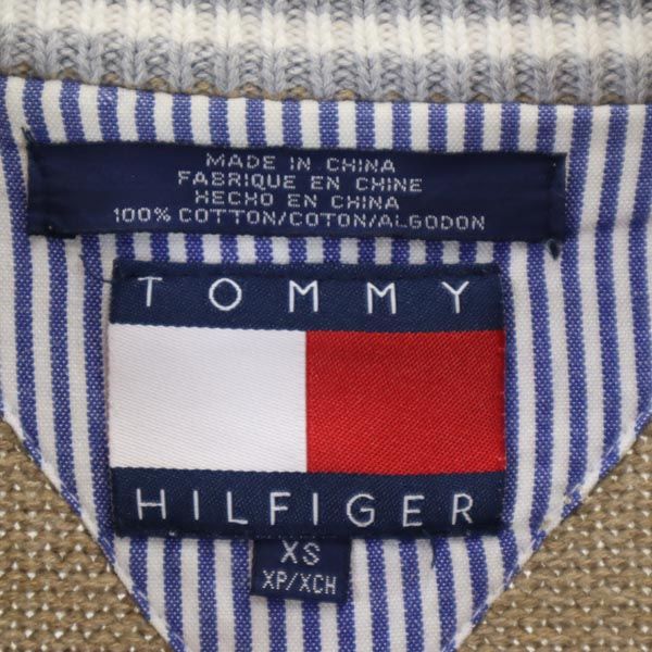 TOMMY HILFIGER トミーヒルフィガー 90s オールド ワンポイント刺繍 長袖 セーター XS ベージュ系 ニット メンズ
