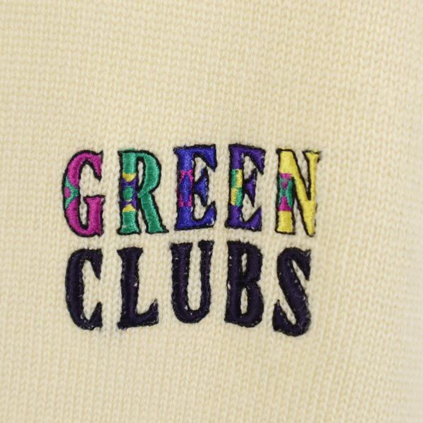 GREENCLUBS グリーンクラブ ロゴ刺繍 長袖 ニットカーディガン 3 アイボリー メンズ