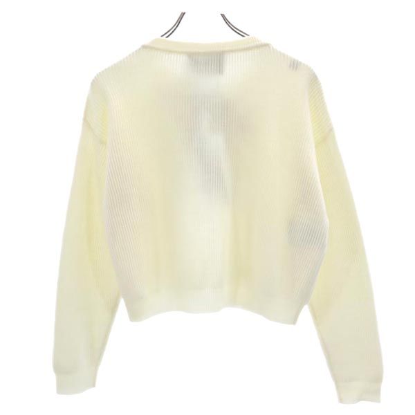 未使用 BOUTIQUE MOSCHINO ブティックモスキーノ ウール 長袖 ニットカーディガン 40 ホワイト系 フロントリボン レディース