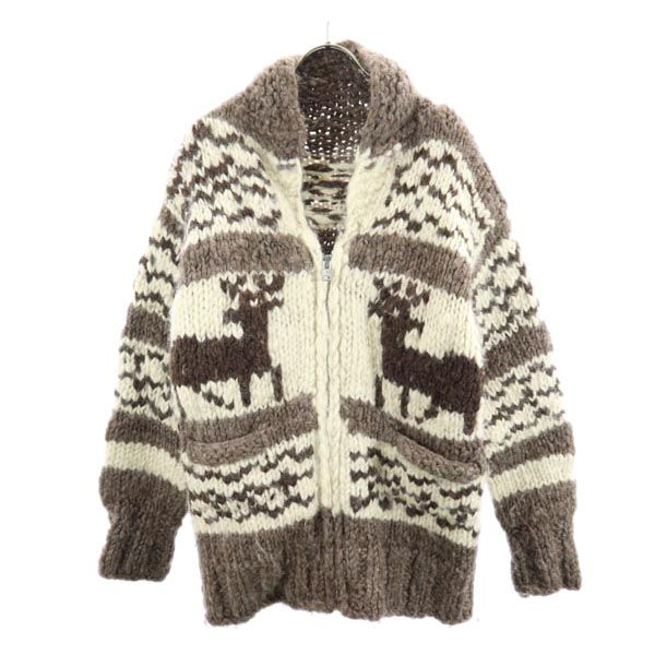 VINTAGE ヴィンテージ 80s カナダ製 ヴィンテージ ウール カウチンジャケット ブラウン系 ニット メンズ