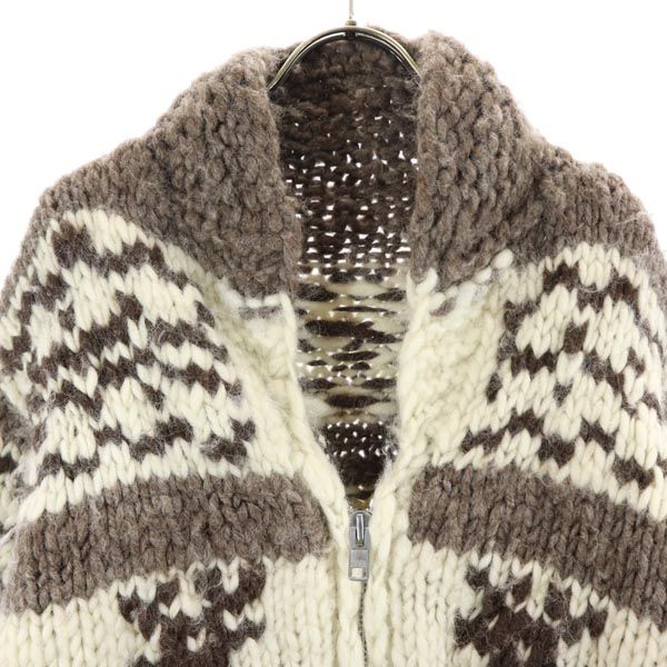 VINTAGE ヴィンテージ 80s カナダ製 ヴィンテージ ウール カウチンジャケット ブラウン系 ニット メンズ