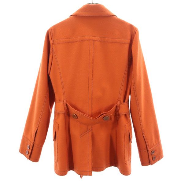 Aquascutum アクアスキュータム 日本製 ウールブレンド ピーコート 8 オレンジ レディース
