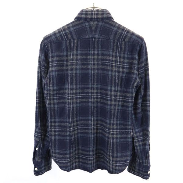 markaware マーカウェア 日本製 カシミヤブレンド チェック柄 長袖 ボタンダウンシャツ 1 紺系 レディース