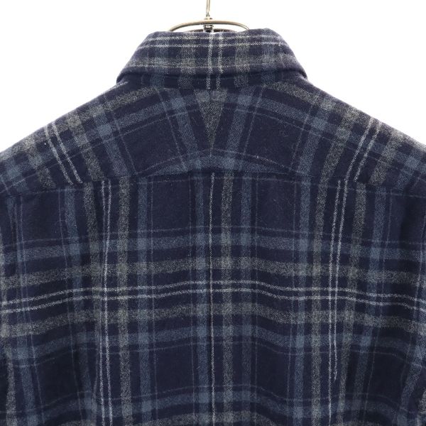 markaware マーカウェア 日本製 カシミヤブレンド チェック柄 長袖 ボタンダウンシャツ 1 紺系 レディース