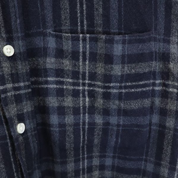 markaware マーカウェア 日本製 カシミヤブレンド チェック柄 長袖 ボタンダウンシャツ 1 紺系 レディース