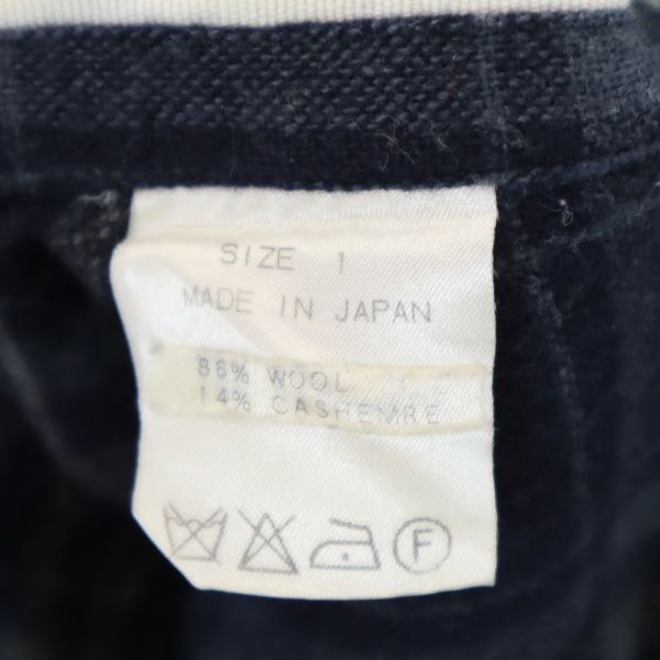 markaware マーカウェア 日本製 カシミヤブレンド チェック柄 長袖 ボタンダウンシャツ 1 紺系 レディース
