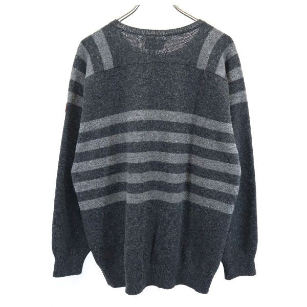 日本製 ウールブレンド 長袖 ニット L グレー系 セーター メンズ