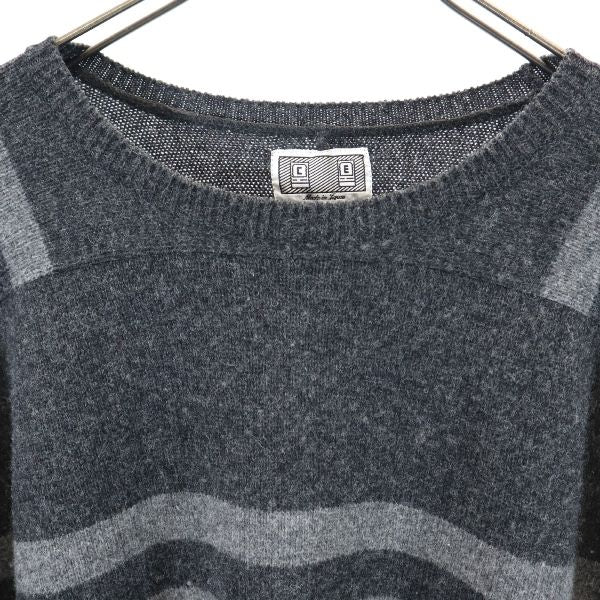 日本製 ウールブレンド 長袖 ニット L グレー系 セーター メンズ