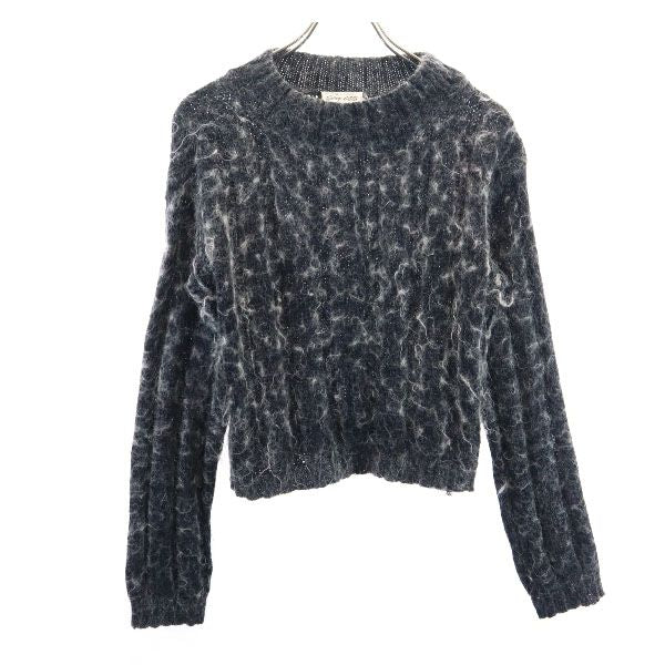 Glory US USA製 モヘヤブレンド 総柄 長袖 ニット 黒系 セーター レディース