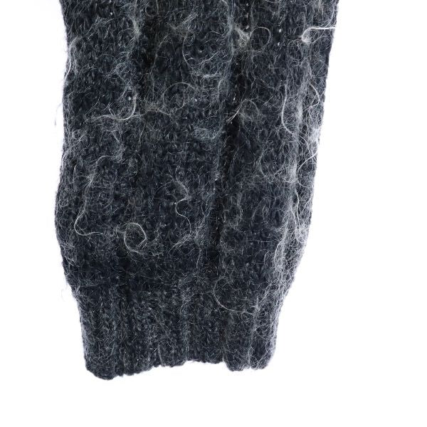 Glory US USA製 モヘヤブレンド 総柄 長袖 ニット 黒系 セーター レディース