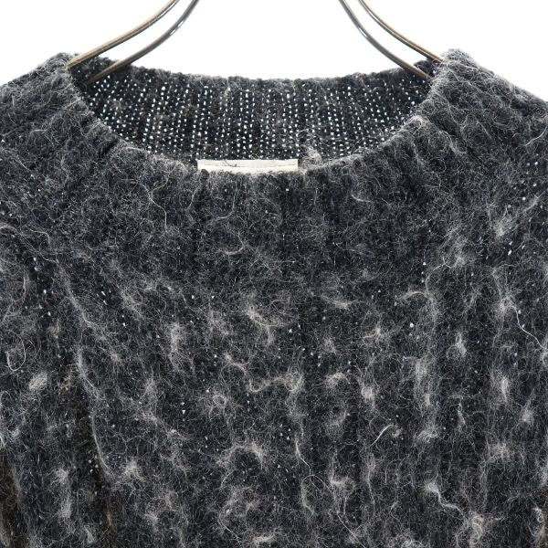 Glory US USA製 モヘヤブレンド 総柄 長袖 ニット 黒系 セーター レディース