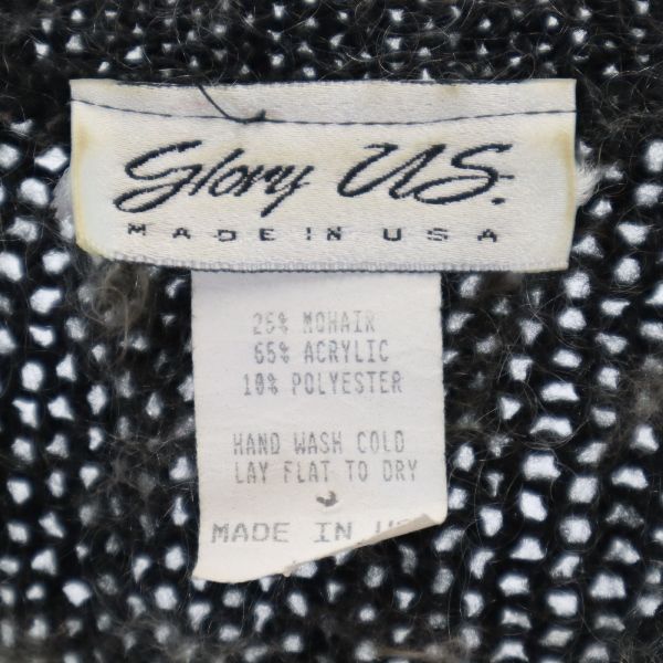 Glory US USA製 モヘヤブレンド 総柄 長袖 ニット 黒系 セーター レディース