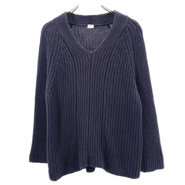 Ron Herman ロンハーマン 長袖 Vネック ローゲージ ニット XS ネイビー系 セーター レディース