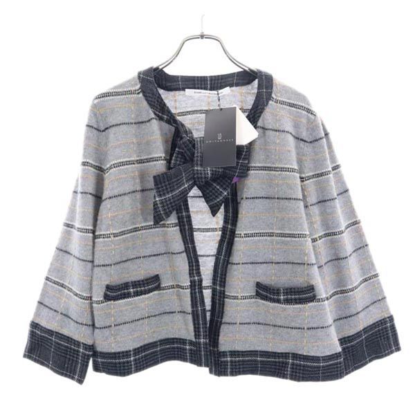 未使用 DIANE VON FURSTENBERG ダイアンフォンファステンバーグ ウール 総柄 長袖 ニット カーディガン M グレー系 レディース