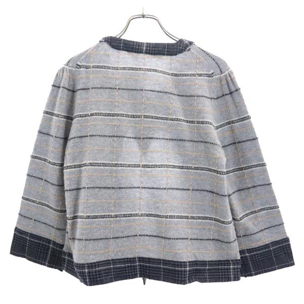 未使用 DIANE VON FURSTENBERG ダイアンフォンファステンバーグ ウール 総柄 長袖 ニット カーディガン M グレー系 レディース