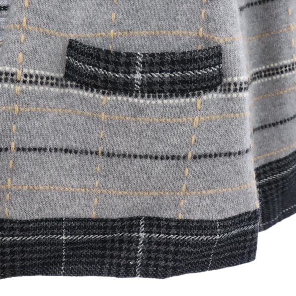 未使用 DIANE VON FURSTENBERG ダイアンフォンファステンバーグ ウール 総柄 長袖 ニット カーディガン M グレー系 レディース