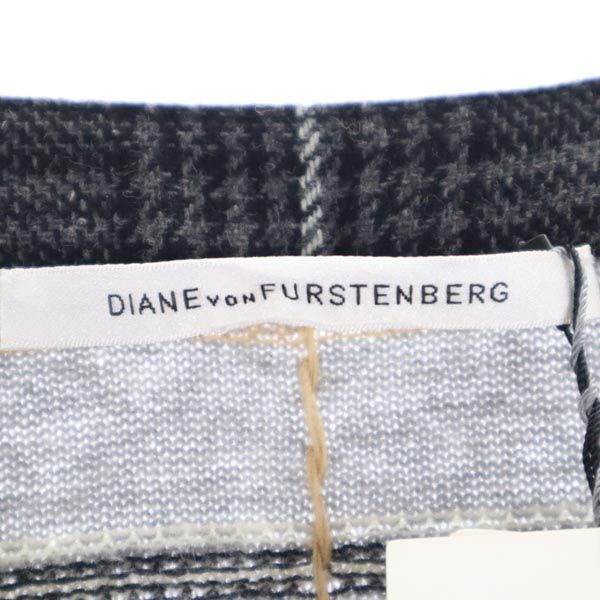 未使用 DIANE VON FURSTENBERG ダイアンフォンファステンバーグ ウール 総柄 長袖 ニット カーディガン M グレー系 レディース