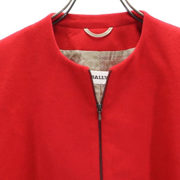 BALLY バリー ウールブレンド ノーカラージャケット USA6 レッド系 レディース