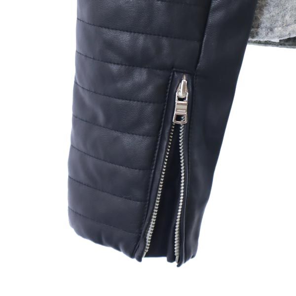 ARMANI EXCHANGE アルマーニエクスチェンジ ウールブレンド イミテーションレザー ライダースジャケット S グレー系 切替 レディース