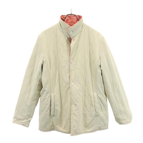 Loro Piana ロロピアーナ イタリア製 リバーシブル キルティングジャケット 46 サーモンピンク×ベージュ レディース
