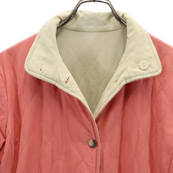 Loro Piana ロロピアーナ イタリア製 リバーシブル キルティングジャケット 46 サーモンピンク×ベージュ レディース