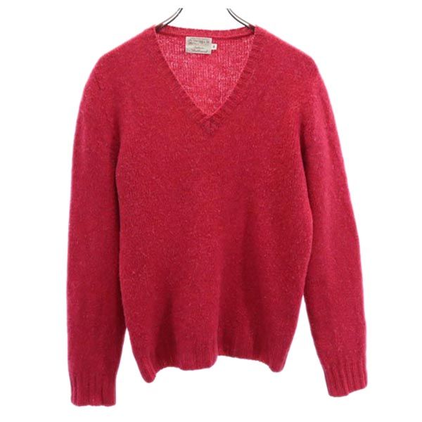 INVERALLAN インバーアラン 英国製 ウール 長袖 Vネック ニット 36 赤系 セーター メンズ