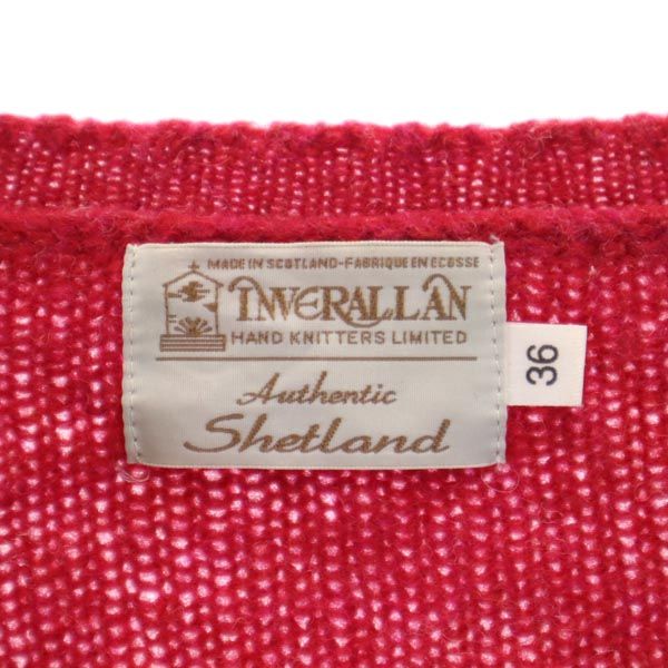 INVERALLAN インバーアラン 英国製 ウール 長袖 Vネック ニット 36 赤系 セーター メンズ
