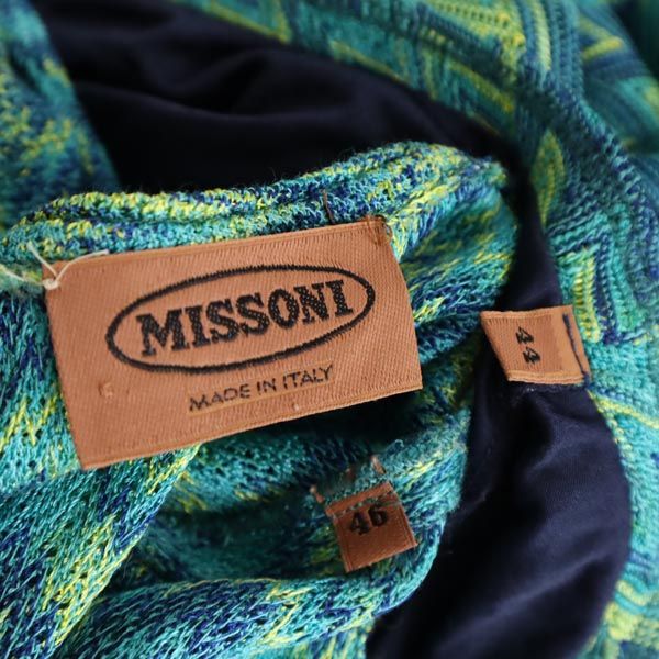 Missoni ミッソーニ イタリア製 総柄 長袖 スカートスーツ 上下 セットアップ 46/44 ブルー系 レディース