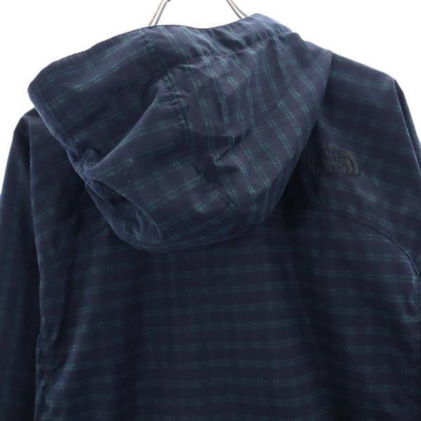 THE NORTH FACE ノースフェイス NP11080 チェック フーデッド ジャケット M ネイビー系 アウトドア 収納ポーチ メンズ