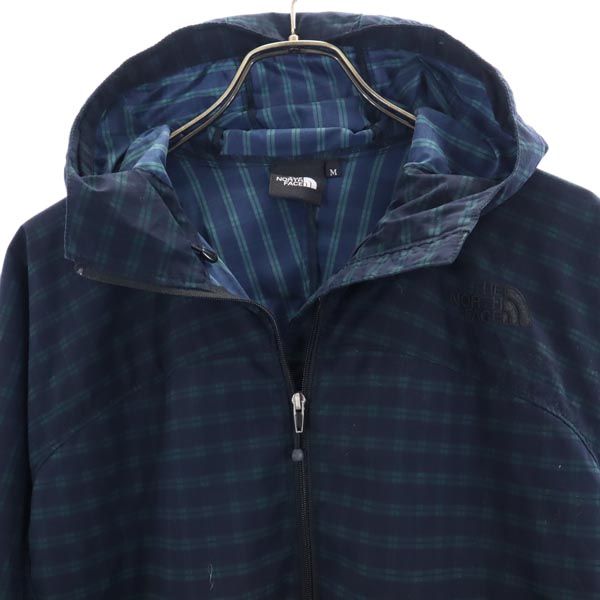 THE NORTH FACE ノースフェイス NP11080 チェック フーデッド ジャケット M ネイビー系 アウトドア 収納ポーチ メンズ