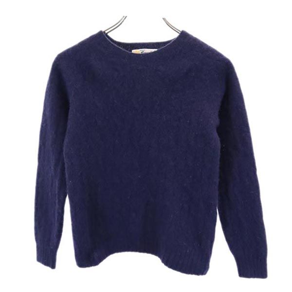 Laurence J Smith ローレンスジェイスミス 英国製 ウール 長袖 ニット 36 ネイビー セーター レディース