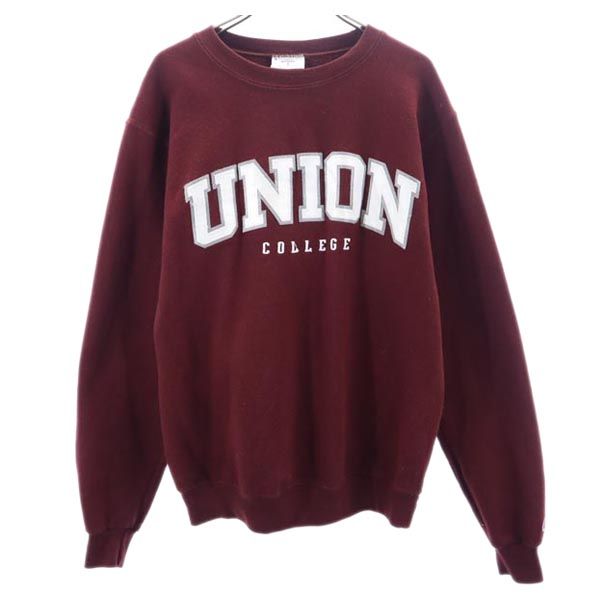 Champion チャンピオン ロゴ刺繍 長袖 スウェット トレーナー M えんじ 裏起毛 メンズ