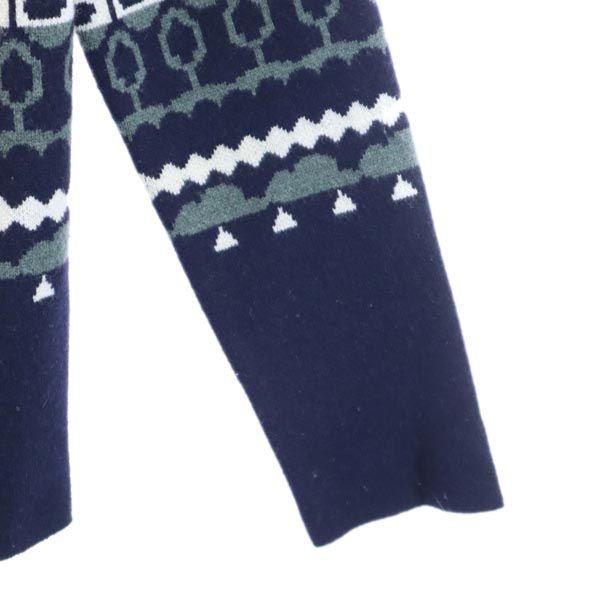 nonnative ノンネイティブ 日本製 ウールブレンド 総柄 長袖 ニットカーディガン ネイビー系 Vネック メンズ